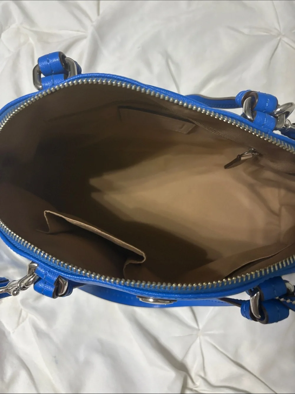 Y2K vintage Coach Electric Blue Leather Dome Satchel - COACH - Picture 5 of 9